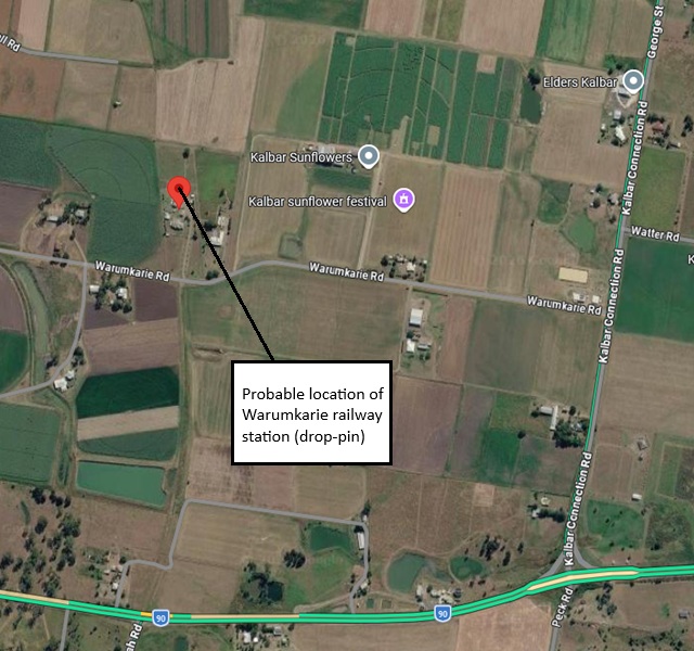 Probable Warumkarie railway station location warumkarie-station-location